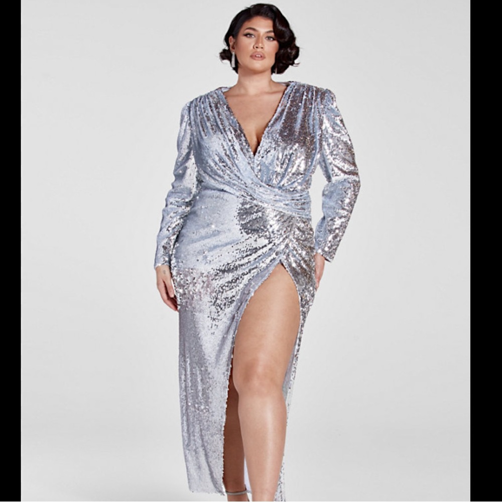 FTF Faux Wrap Sequin Dress